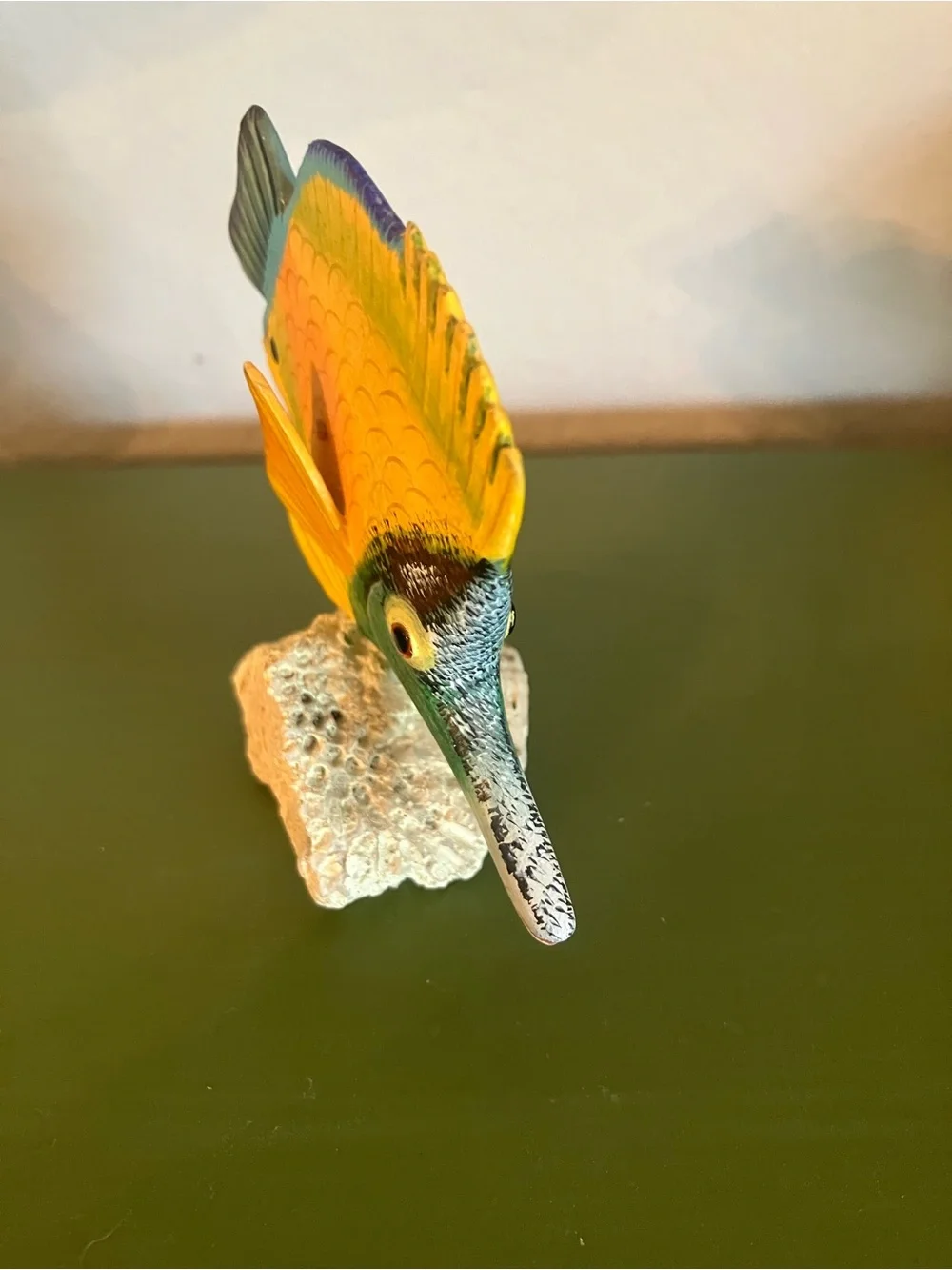 Hand-Painted Yellow Tropical Longnose Fish